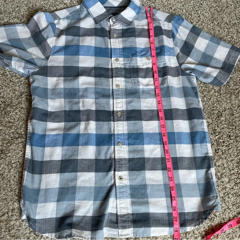 The North Face Short Sleeve Button Down Shirt Blue Gray Plaid M